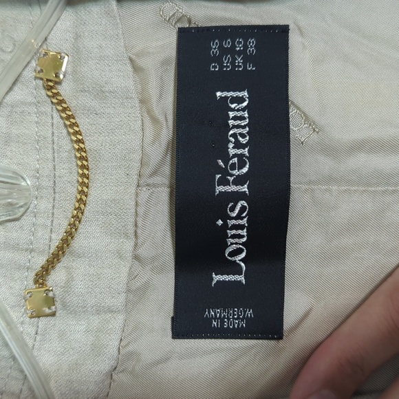 Louis Feraud Womens Blazer Jacket Linen Cotton Cropped‎ Khaki Gold Military Sz 6 - Picture 6 of 9